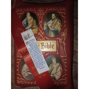 The Holy Bible Illustrated 1955 Catholic Red Christmas Gift w/Bookmark READ PLZ